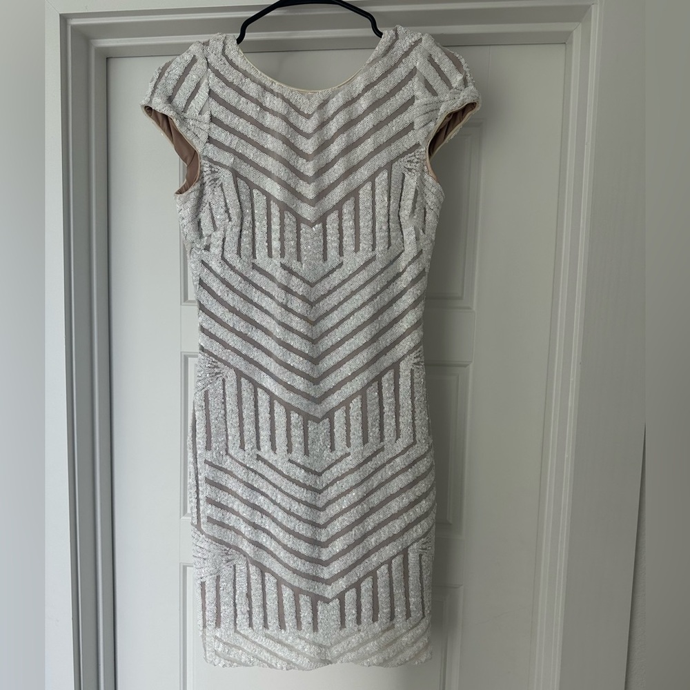 Dress the Population White and Cream Mini Dress